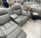 3+2 Grey Suede Leather Recliner Sofa Set - SOLID FURNITURE LTD